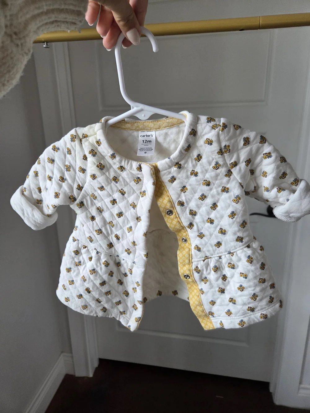 Carter's Baby Quilted White & Yellow Floral Jacket - 12M